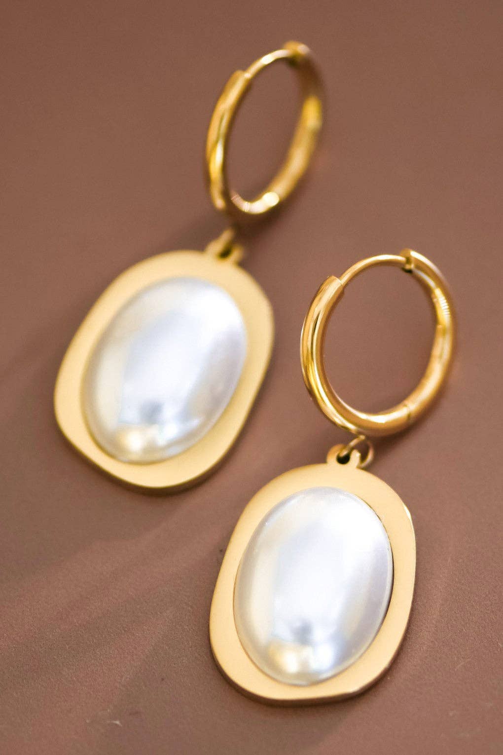 18K Gold Plated Pearl Drop Earrings -Gold