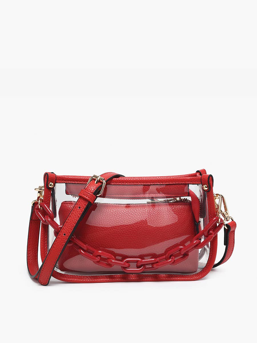Stadium Clear Crossbody bag- Red