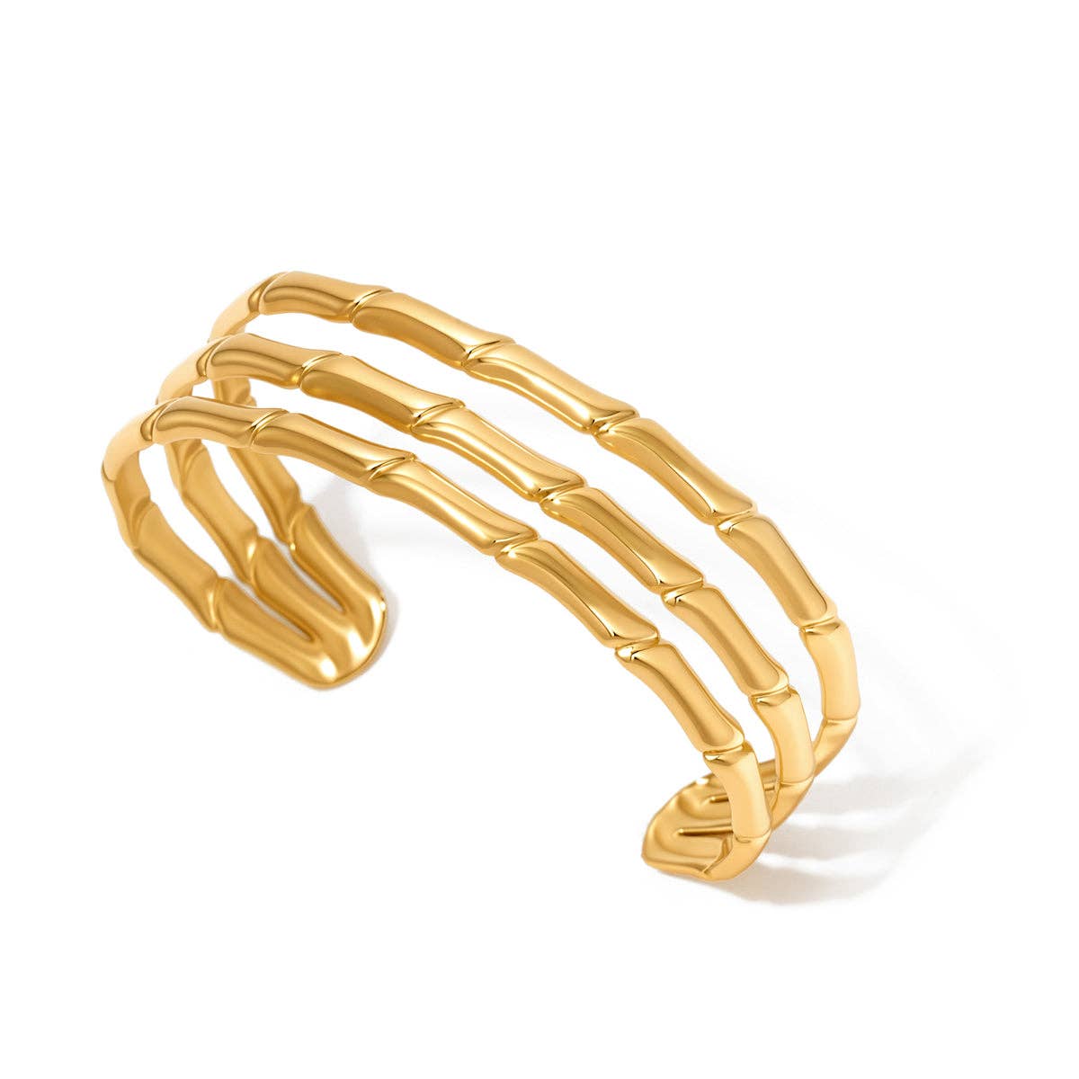Bamboo Tier Open Bangle Bracelet