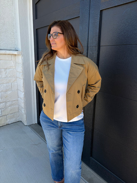 Cropped Trench Jacket - KHAKI BEIGE