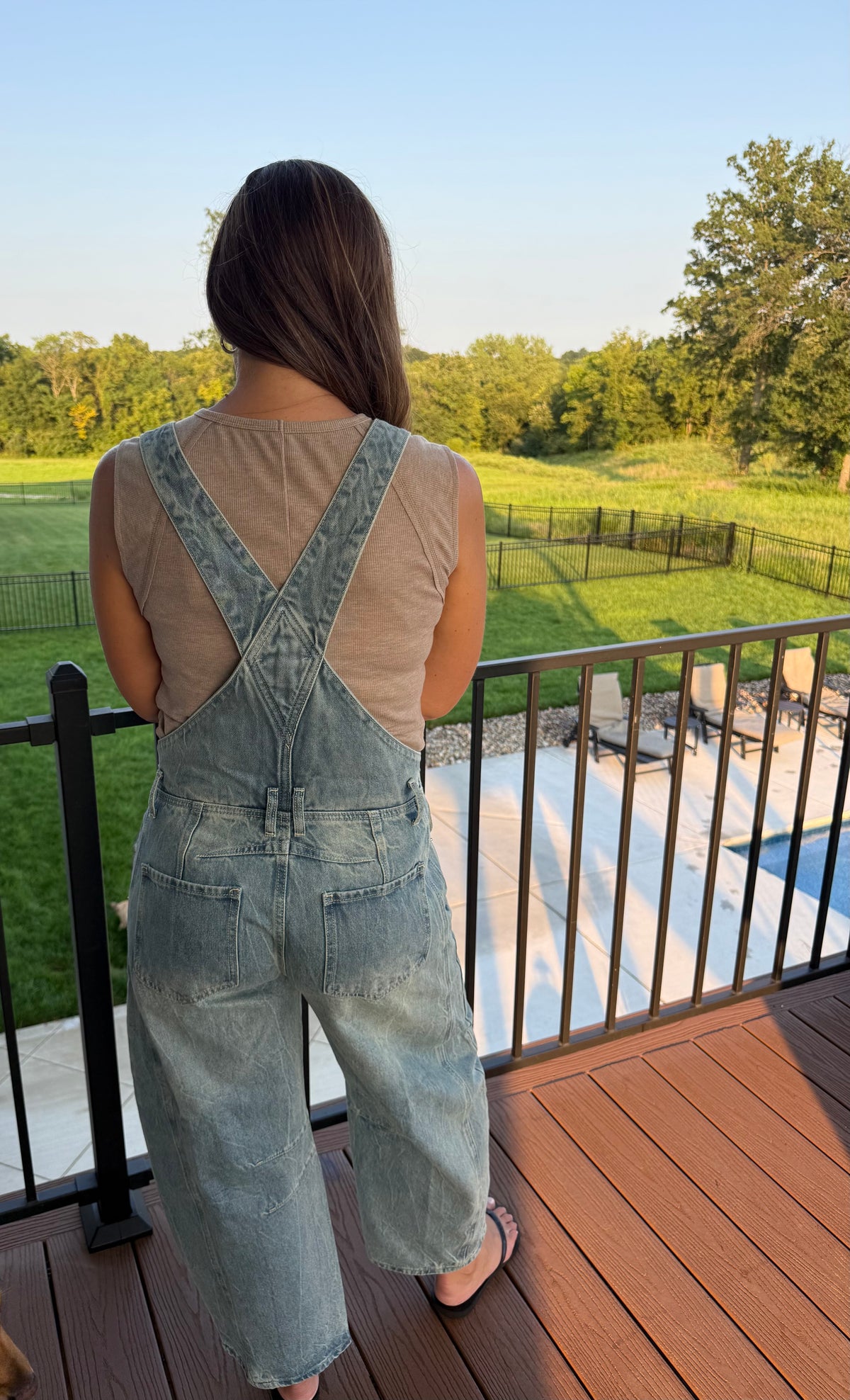 Denim Barrel Overalls