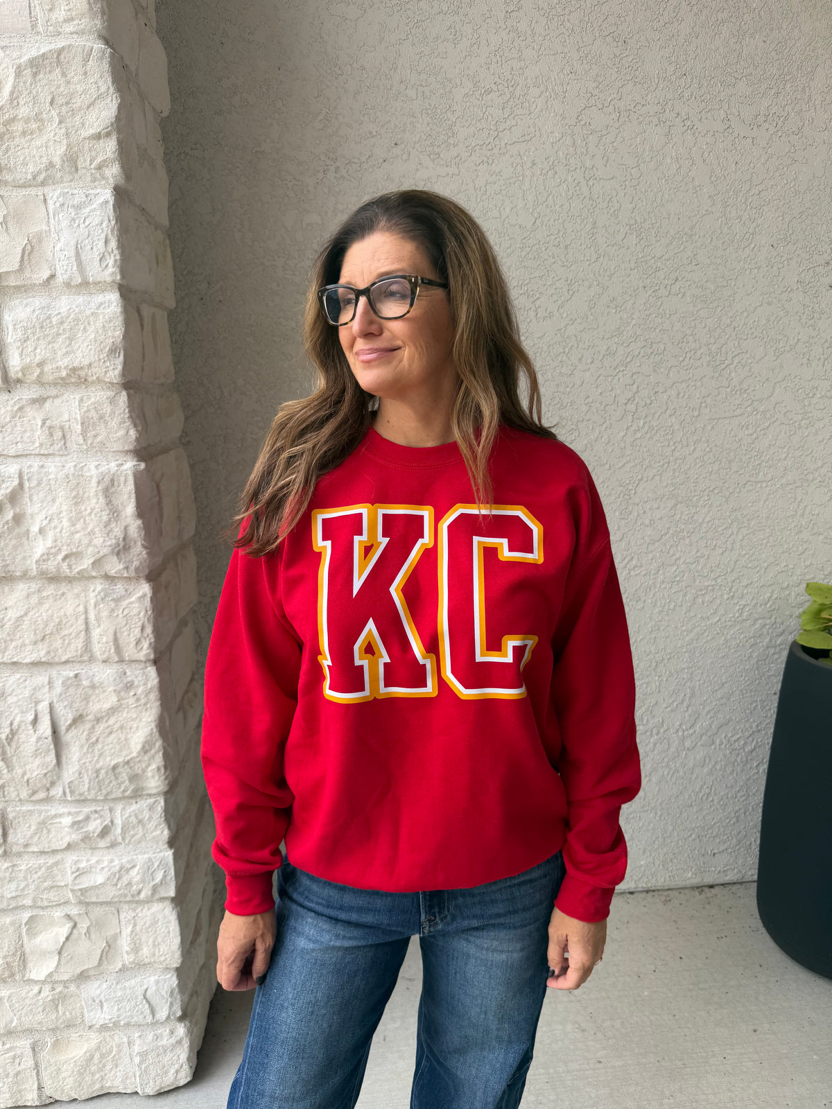 KC Sweatshirt Red with Gold/ White Letters