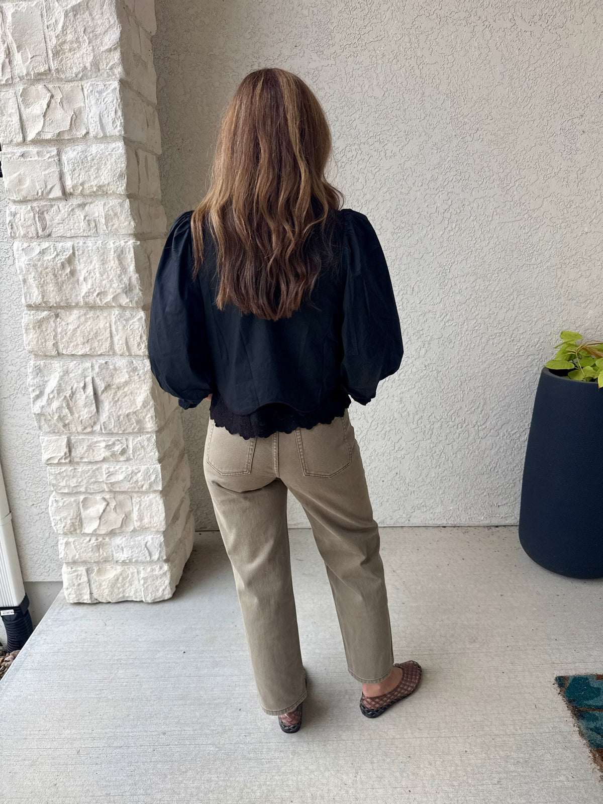 Wide leg Washed Colored Denim- Olive
