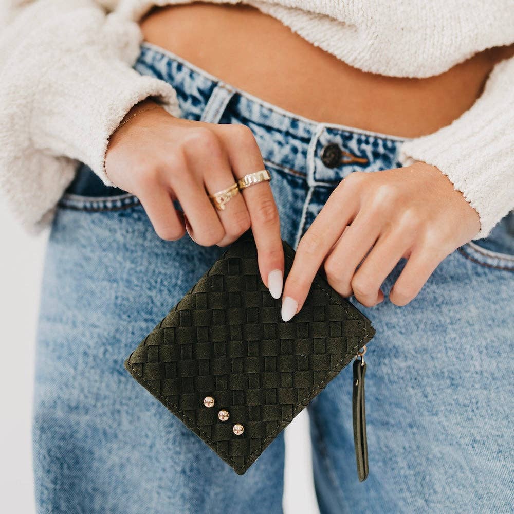 PS Kat Suede Wallet-Olive