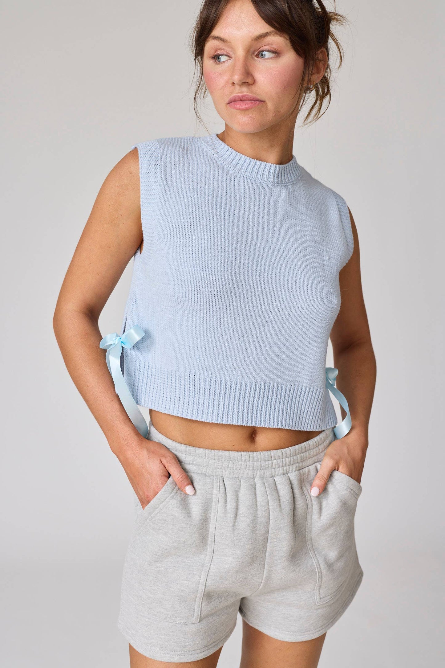 Piper Knit Shorts: Heather Grey