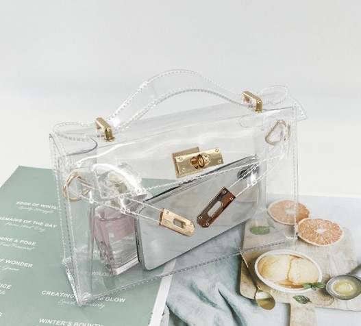 Mini Clear Top Handle  Stadium Bag: Red
