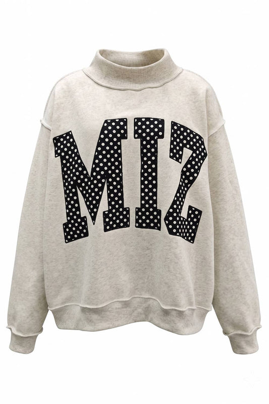 MIZ Polka-Dot Applique Mock-Neck