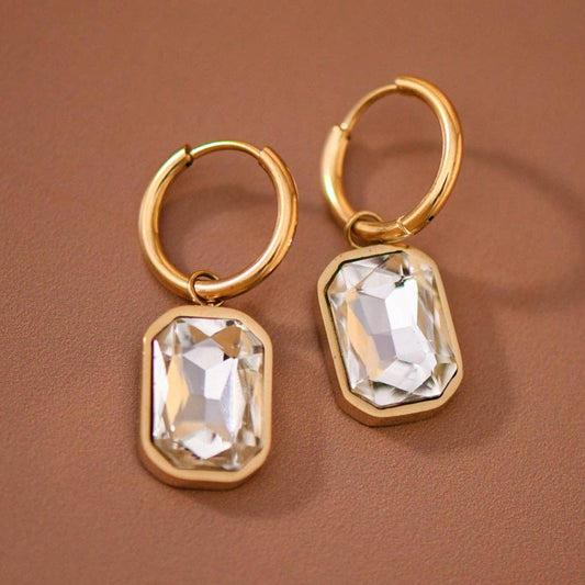18K Gold Plated Crystal Hoop Earrings