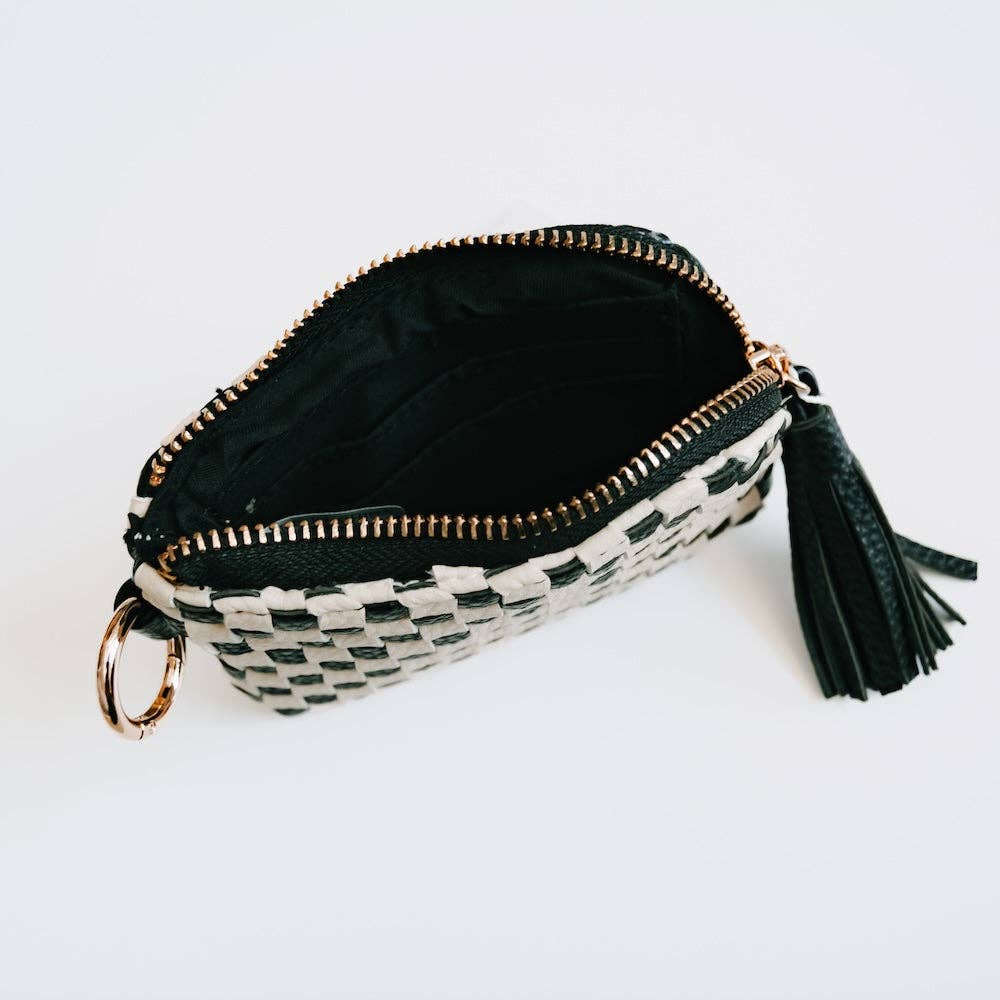 PS Paris Card Wallet: Woven Checkered Black