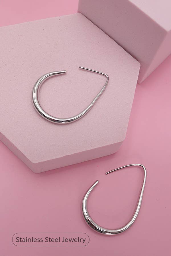 18K STAINLESS STEEL  HOOPS |  Silver
