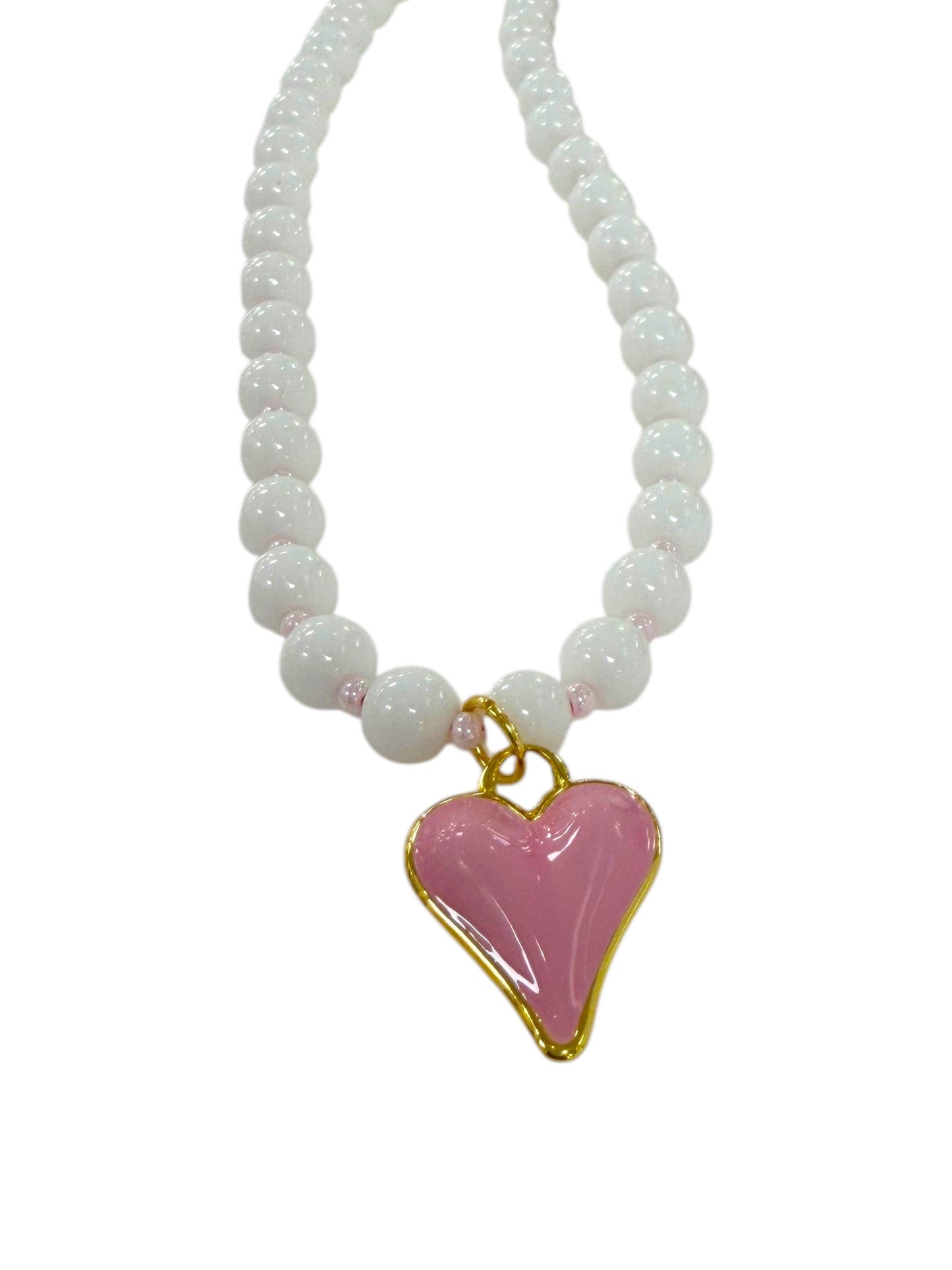The Lovie Necklace- Pink and White