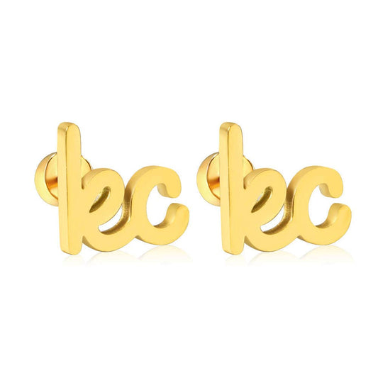 Kansas City Gold Script Stud Earrings