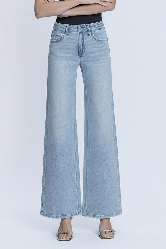 Flying Monkey Mid Rise Light Wash Wide Jeans