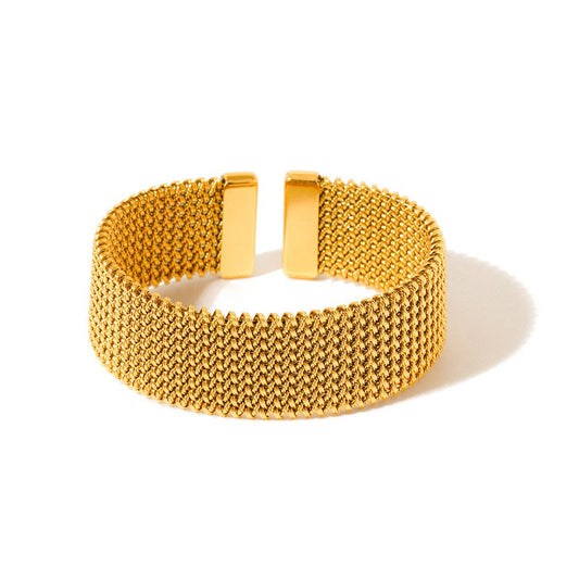 Braided Mesh Cuff Bracelet : Gold