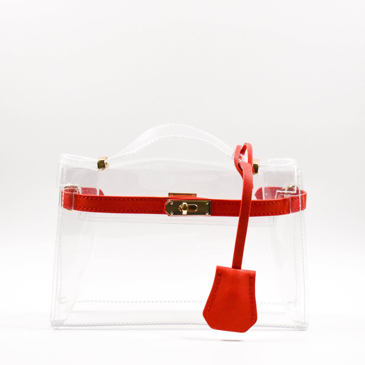 Mini Clear Top Handle  Stadium Bag: Red