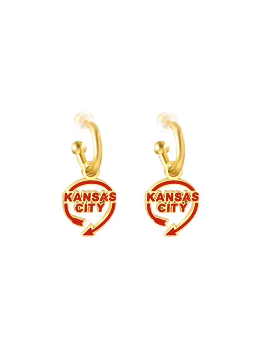 Kansas City Auto Sign Huggie Hoop Earrings