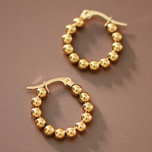 18K Gold Plated Bubble Hoop Earrings -Gold