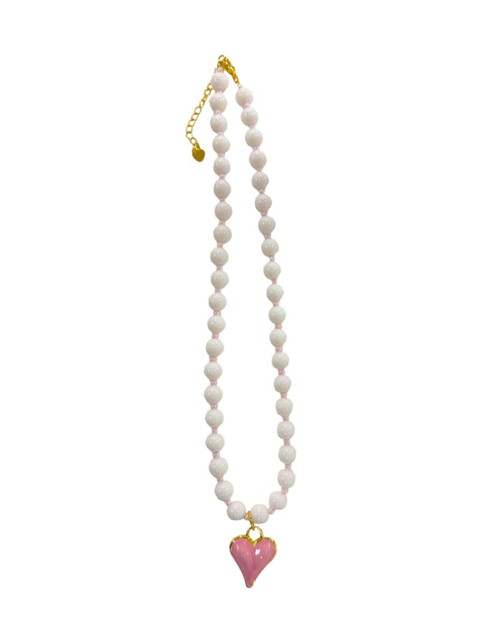 The Lovie Necklace- Pink and White