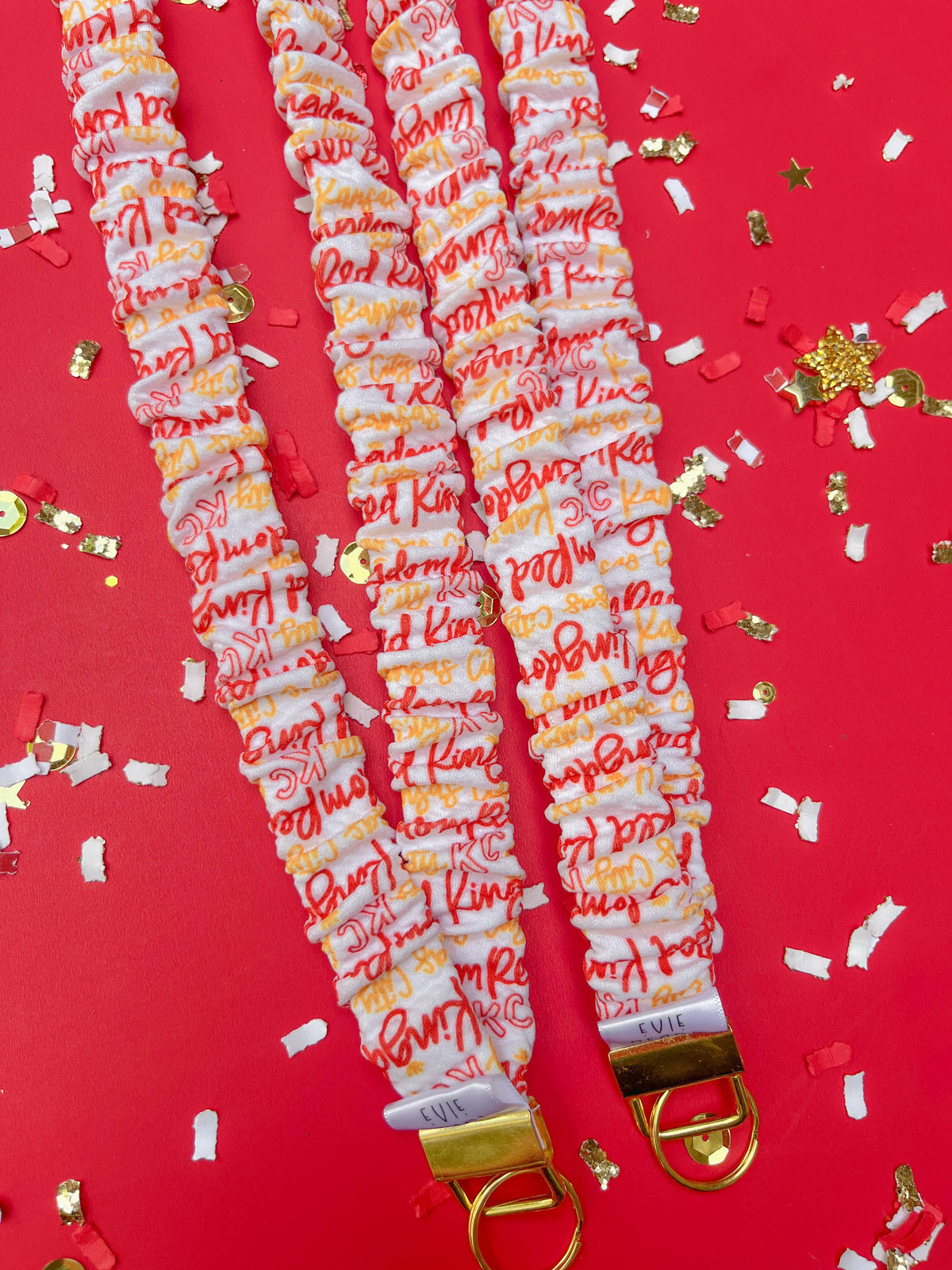 KC Lanyard: White Kansas City Cursive