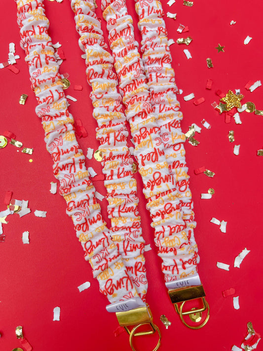 KC Lanyard: White Kansas City Cursive