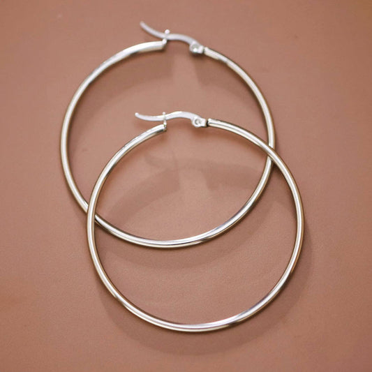 Hoop Earrings 2" Silver