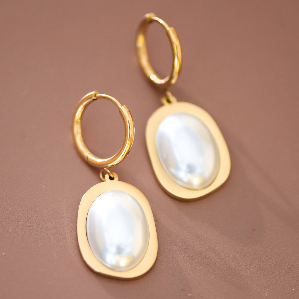 18K Gold Plated Pearl Drop Earrings -Gold