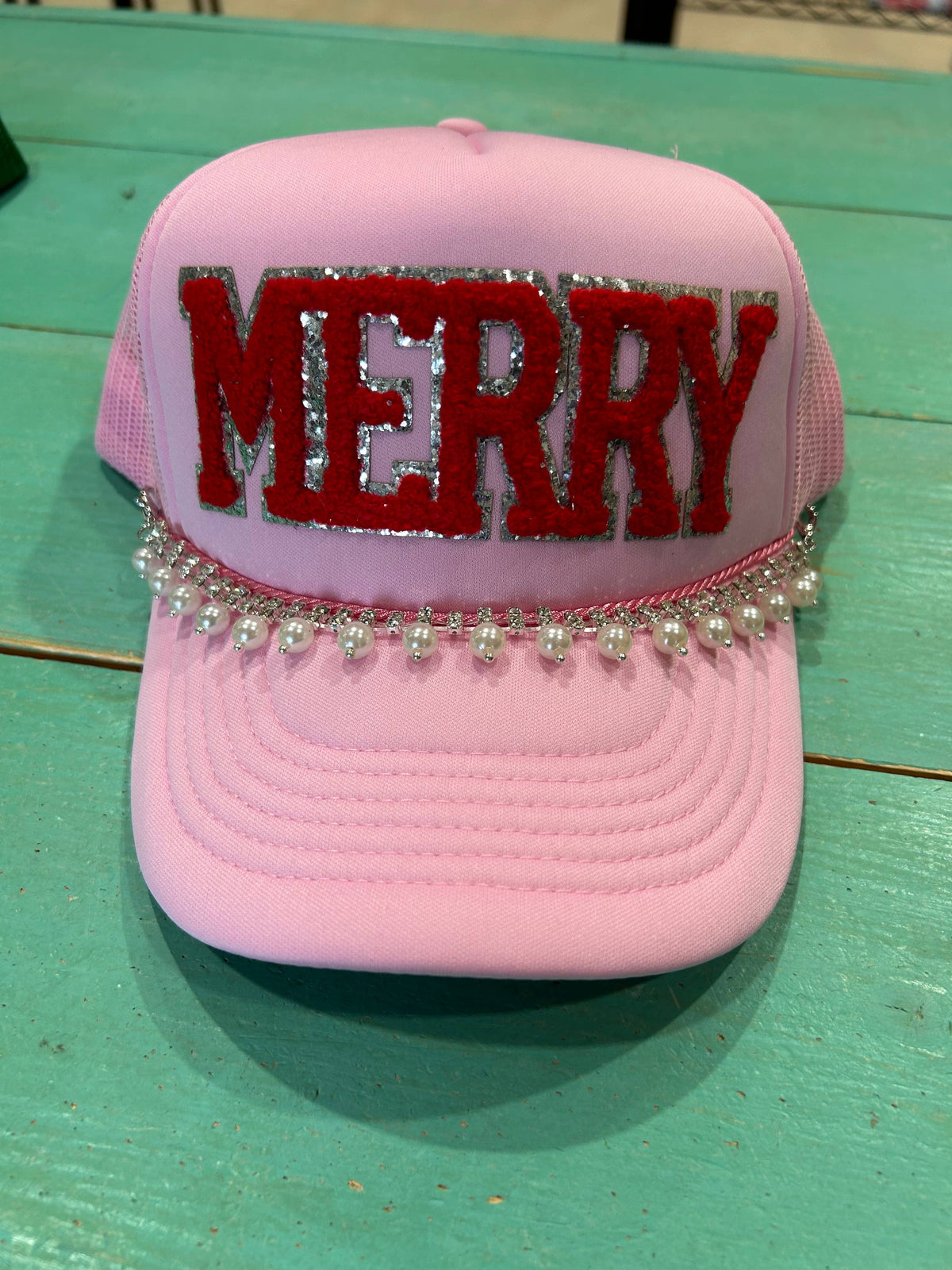 Rhinestone Pearl Trucker Hat Chain:Gold