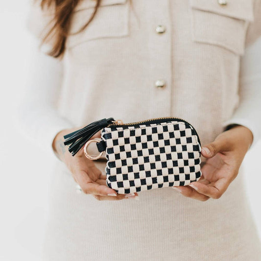 PS Paris Card Wallet: Woven Checkered Black