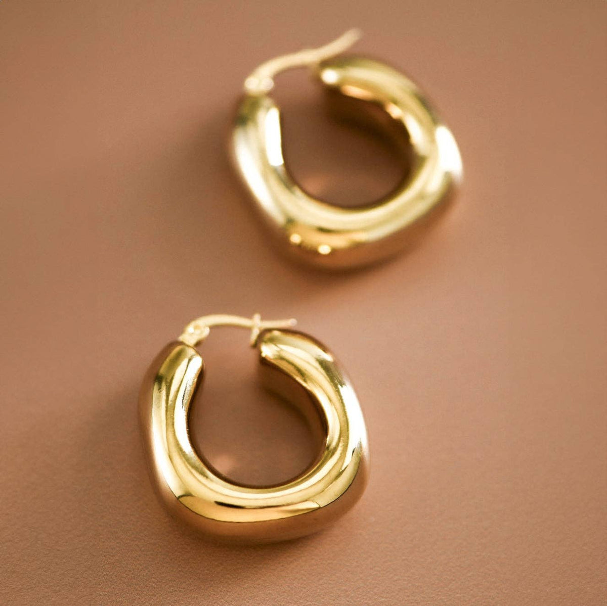 18K Gold Plated Hoop Earrings- Gold