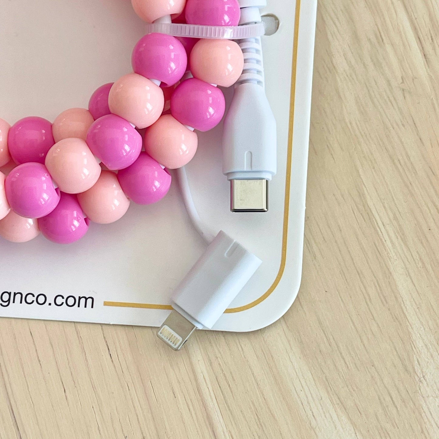Beaded Phone Charger - Gold 3 FT