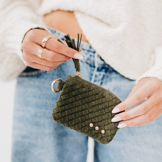 PS Suede Paris Card Wallet: Olive