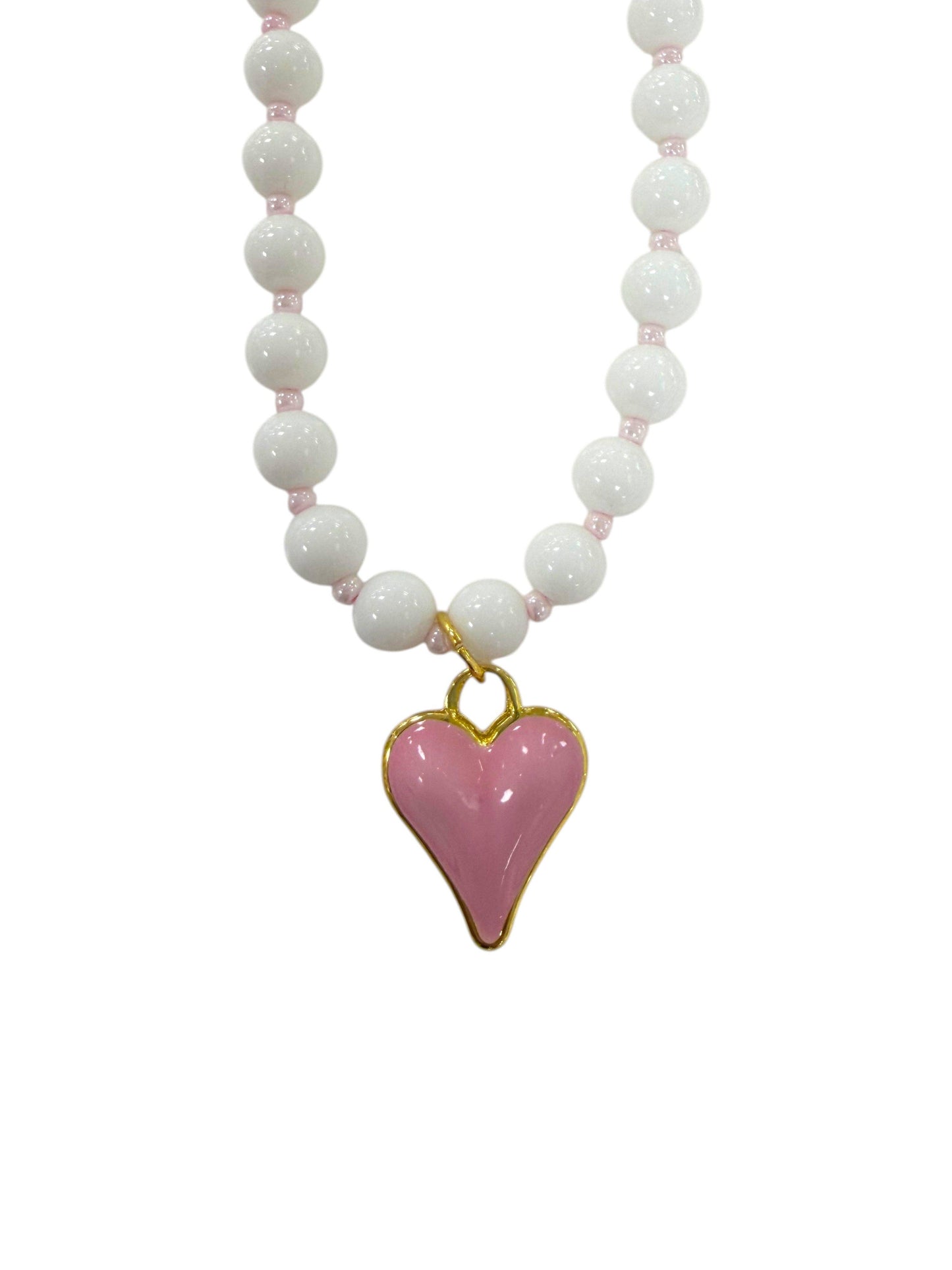 The Lovie Necklace- Pink and White
