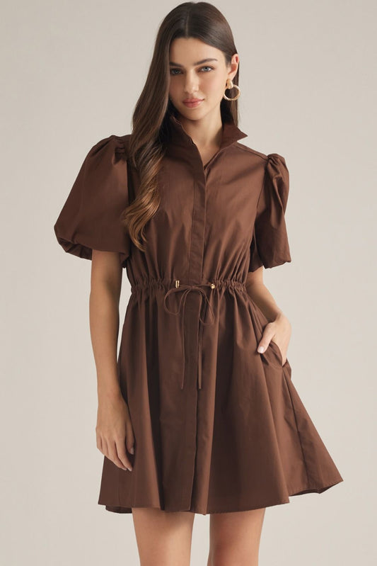 Puff Sleeve Drawstring waist Dress