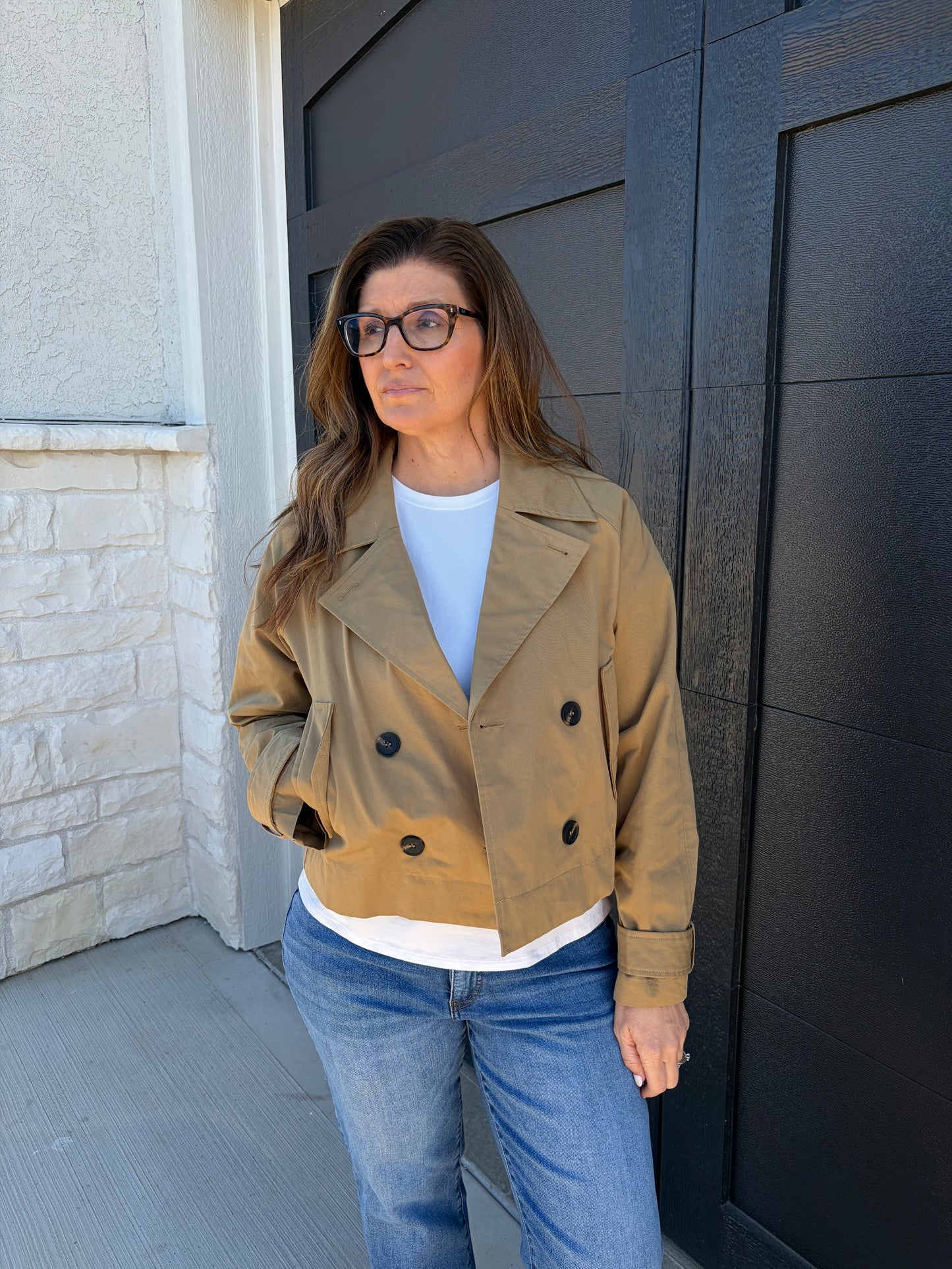 Cropped Trench Jacket - KHAKI BEIGE