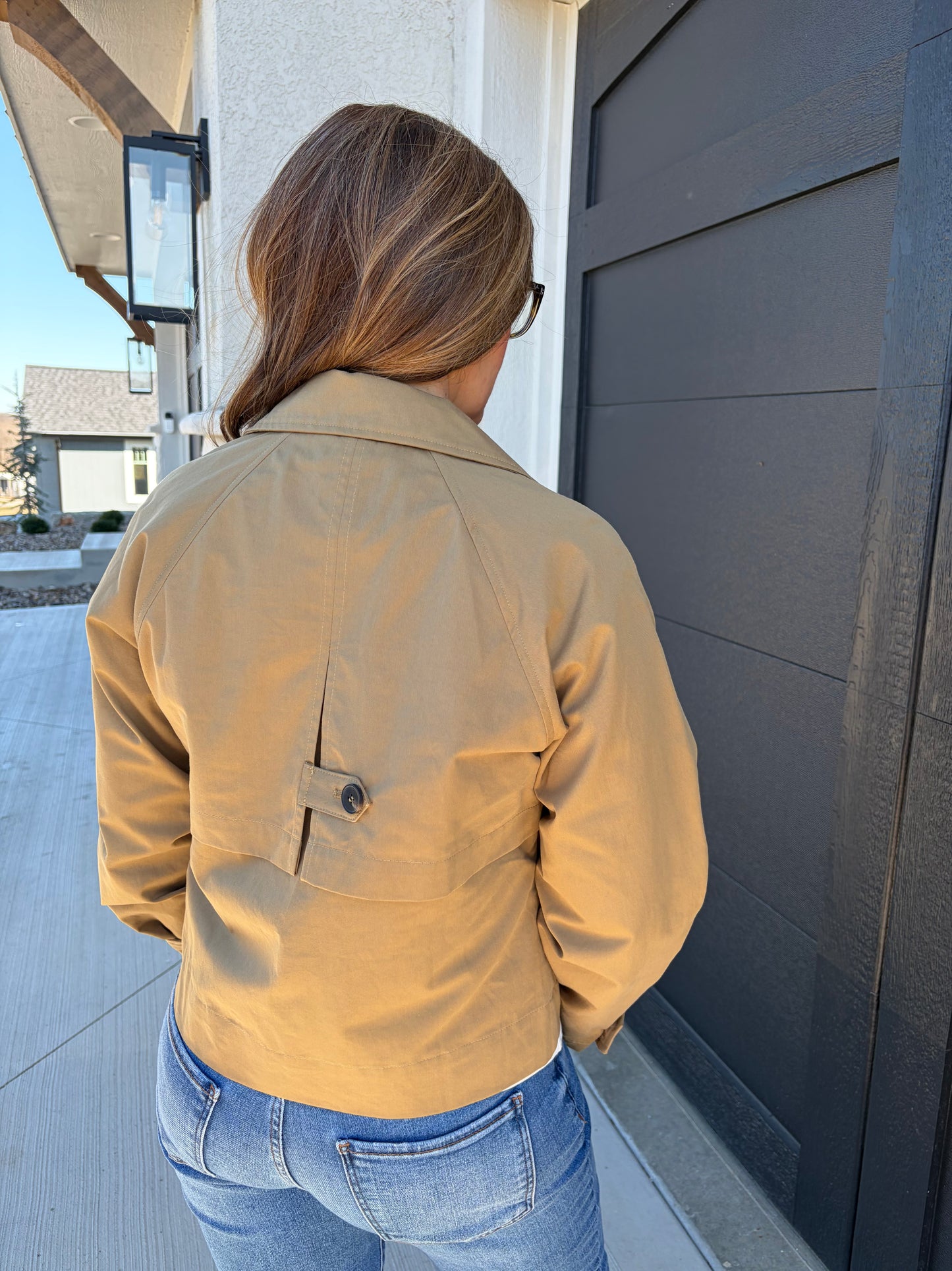 Cropped Trench Jacket - KHAKI BEIGE