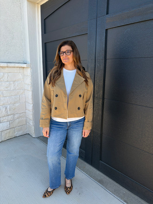Cropped Trench Jacket - KHAKI BEIGE