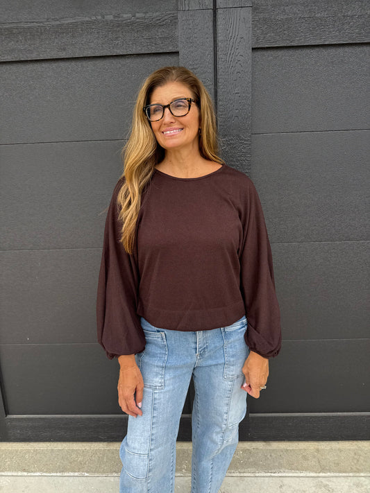 Balloon Sleeve Knit Top