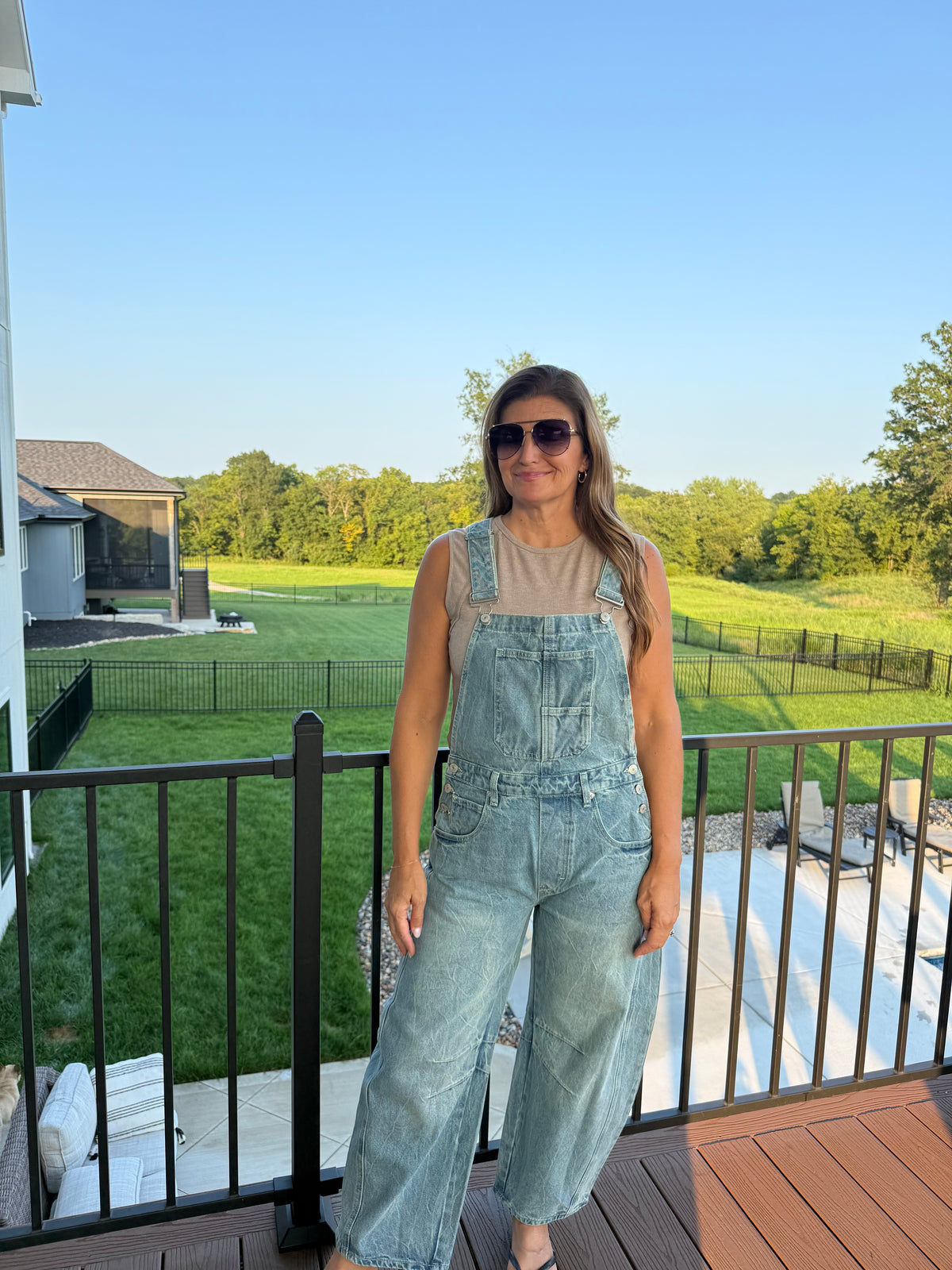 Denim Barrel Overalls