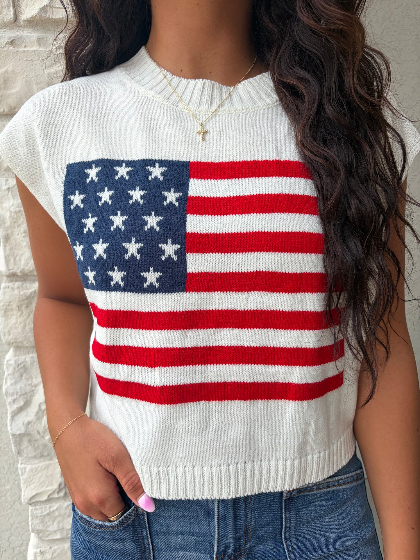 STARS AND STRIPES SWEATER: OFF WHITE