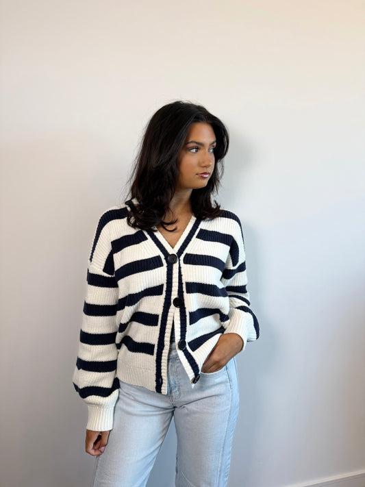 Oversized Stripe Knit Cardigan