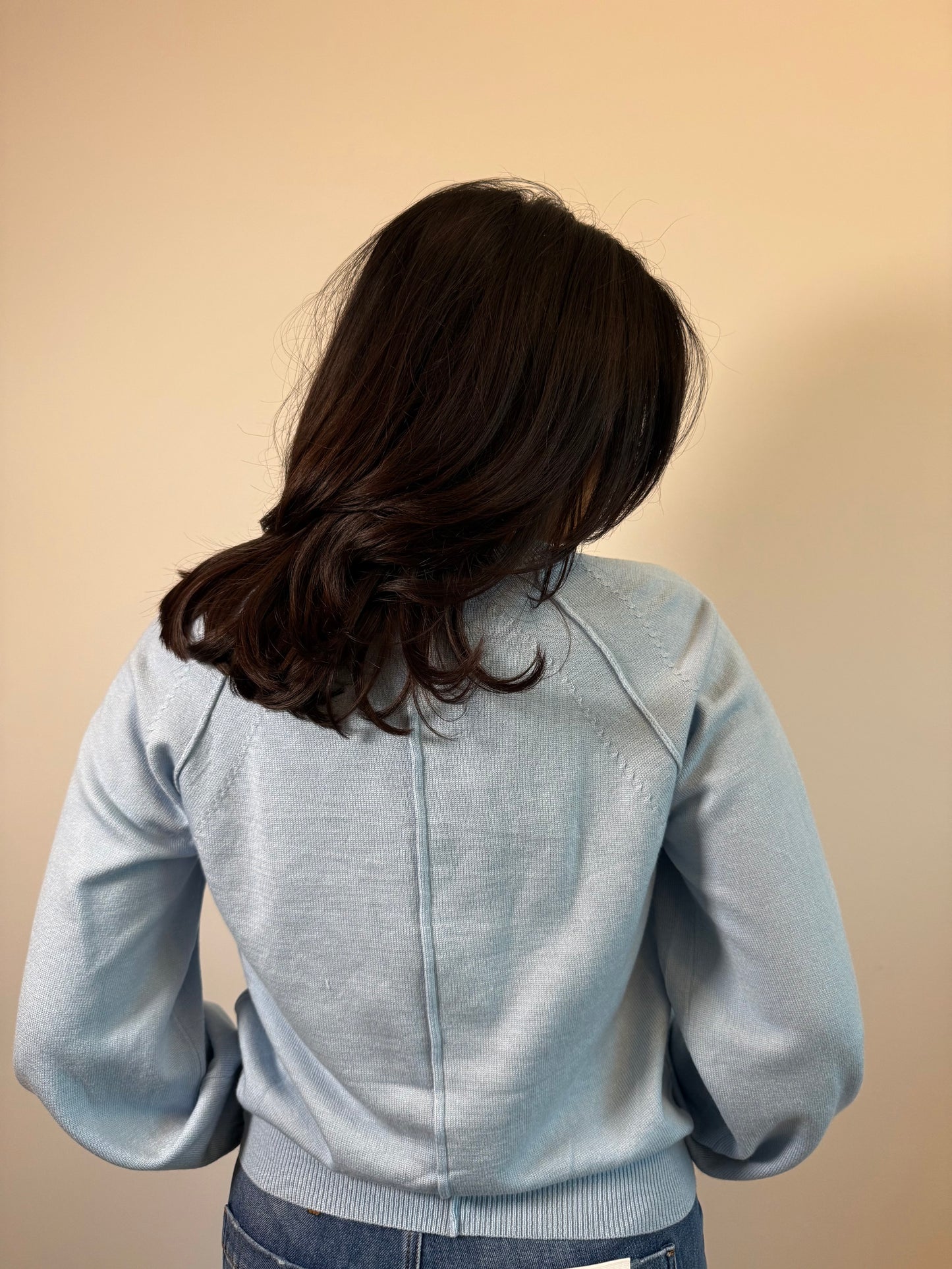 Puff sleeve henley sweater