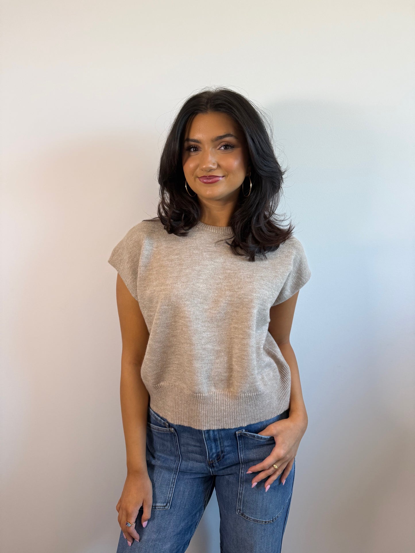 Loose Fit Short Sleeve Sweater
