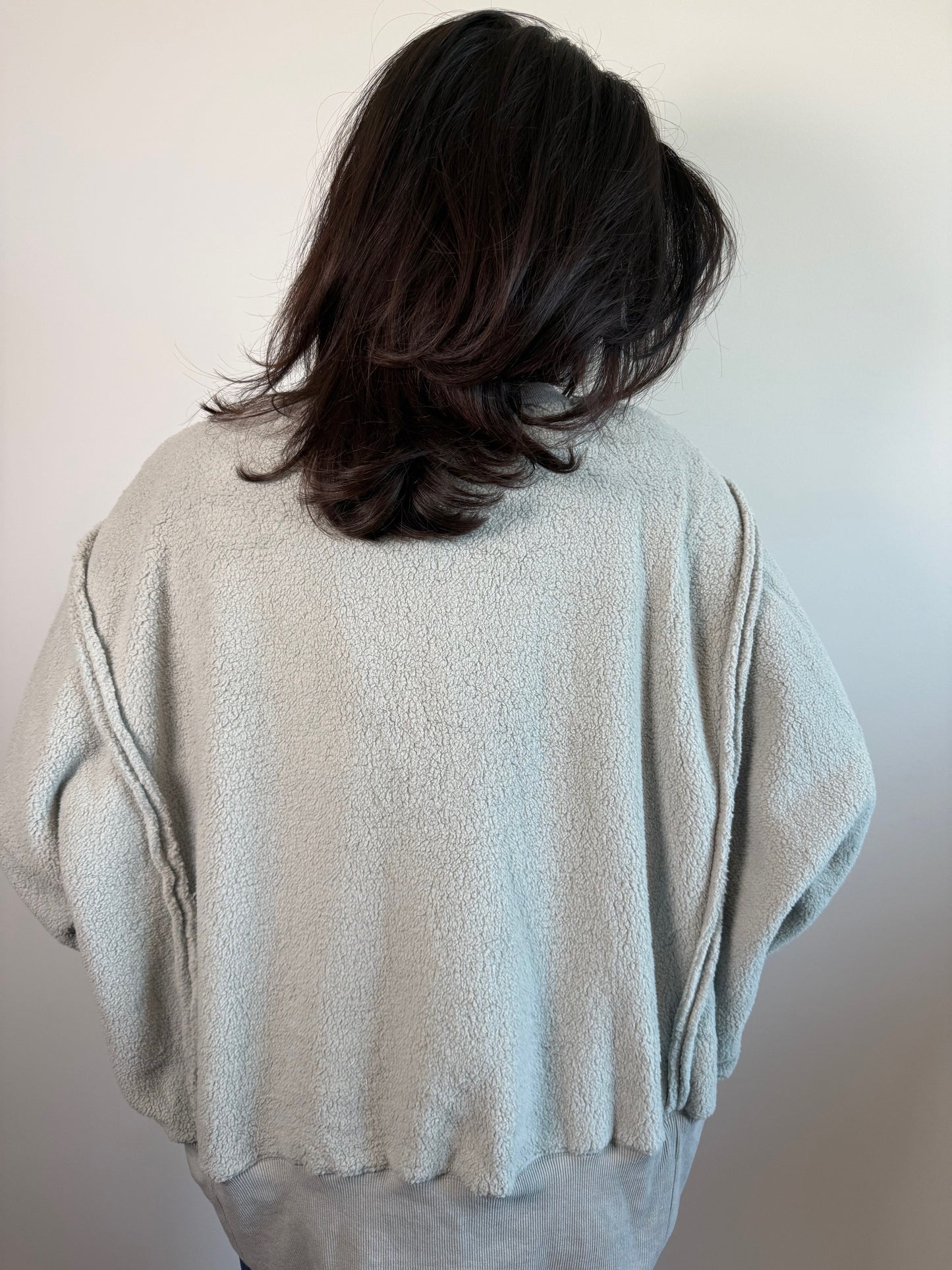 Vintage solid Fleece Top- Grey