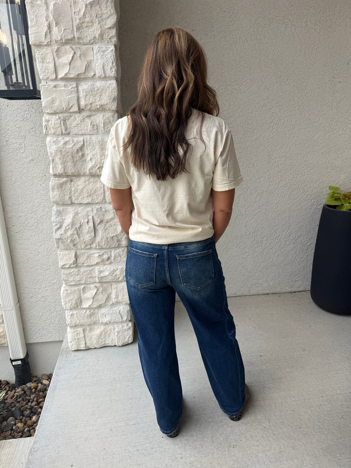 High Rise Barrel Jeans- Dark Denim