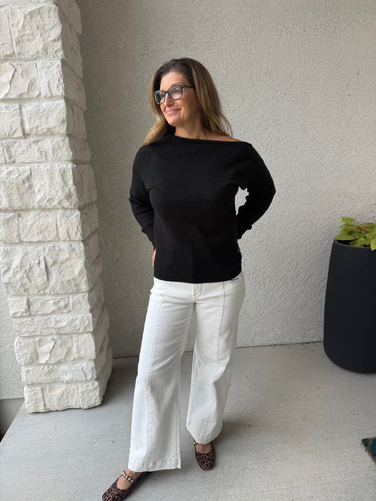 Ivory Wide Leg Jeans