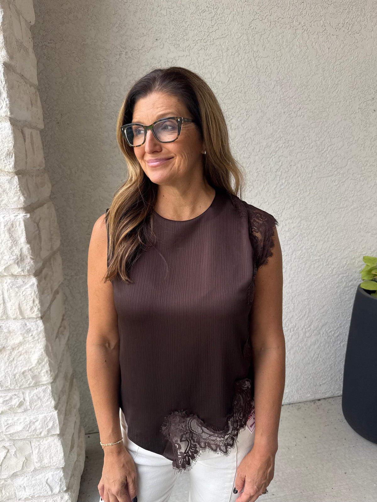 Espresso Mixed Lace Top