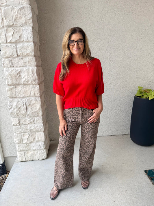 Leopard Wide Leg Jean