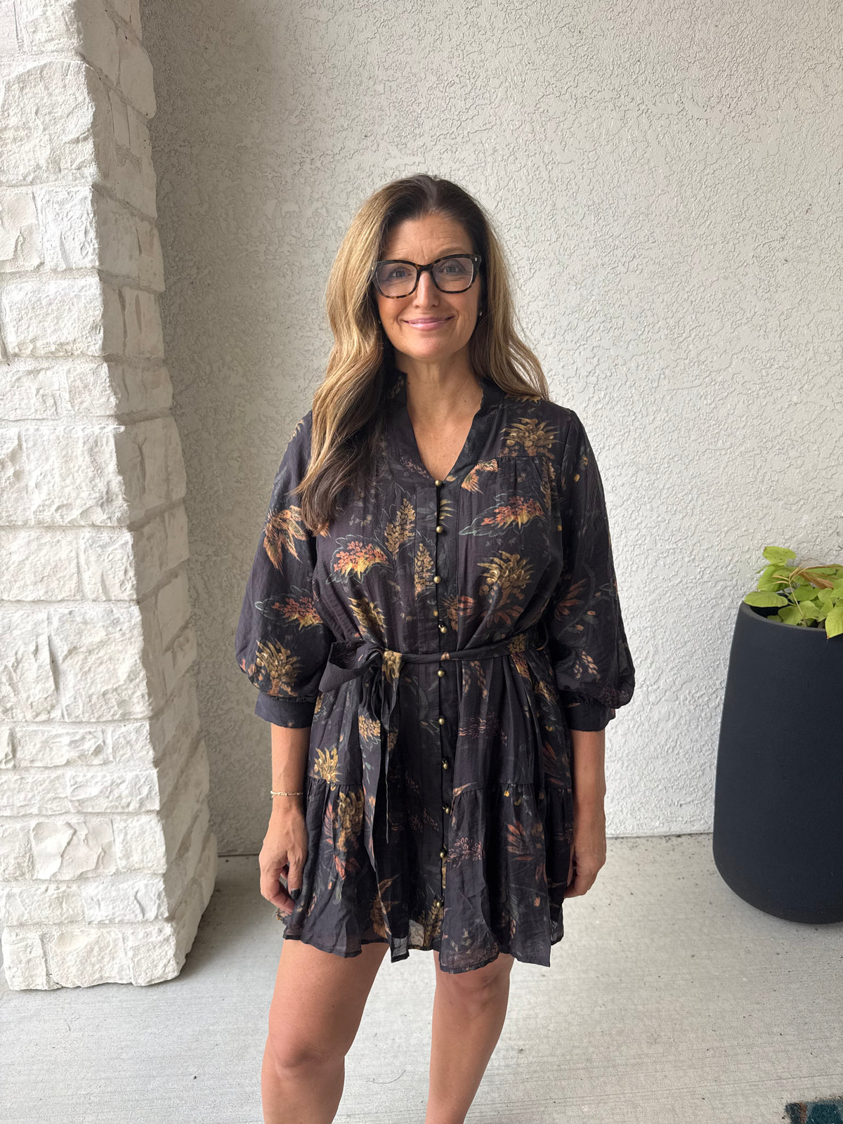 Floral Autumn Balloon sleeve Dress