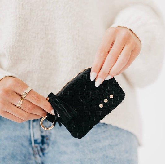 PS Suede Paris Card Wallet: Black