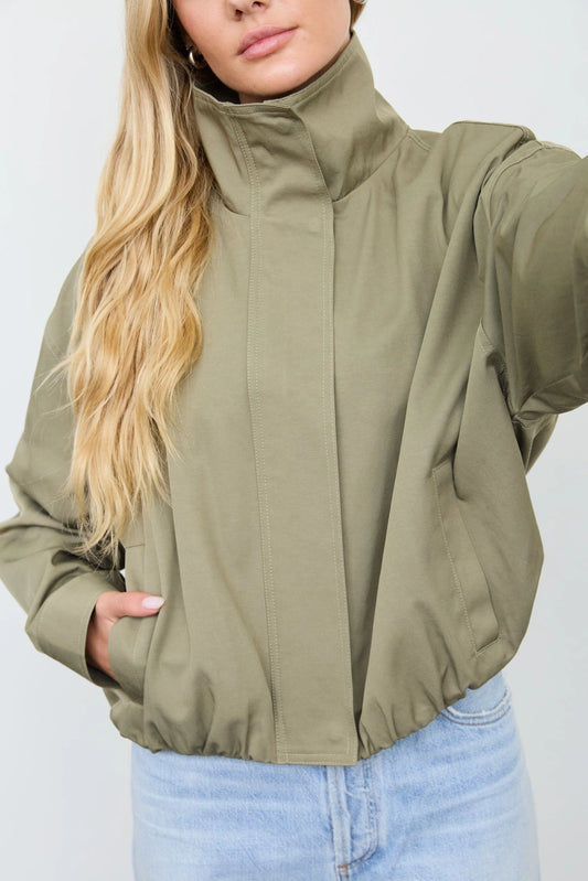 Mock Neck Bubble Hem Jacket